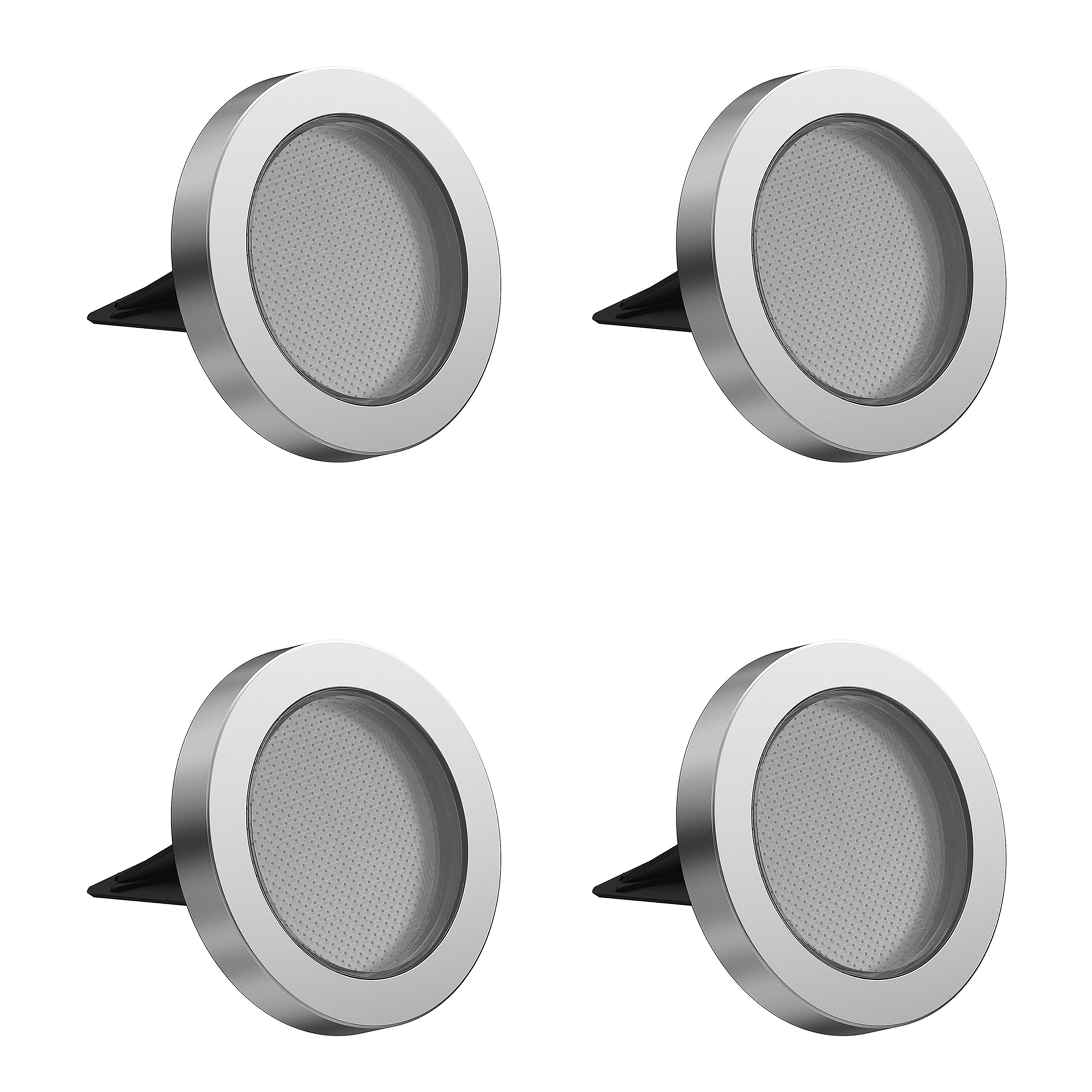 Mainstays Solar Powered Stainless Steel Landscape Disc Lights with Color Holding LED, 20 Lumens (4 Count)