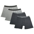 thumbnail image 1 of 4PK Mens Boxer Briefs Black Cotton Breathable Underwear Soft Comfort Flex Fit, 1 of 4