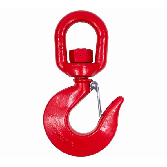 4PK Mytee Products 11 Ton Swivel Lifting Hook with Safety Latch, G80 Alloy Steel, 360° Rotating Hook with Bearing, 2-1/16" Throat Opening, for Overhead Lifting & Rigging, Red