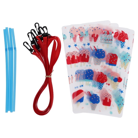 Ice Pops and Ice Cream Cones Plastic Drink Pouches, 13.12 oz, 4 Sets, Patriotic by Way To Celebrate
