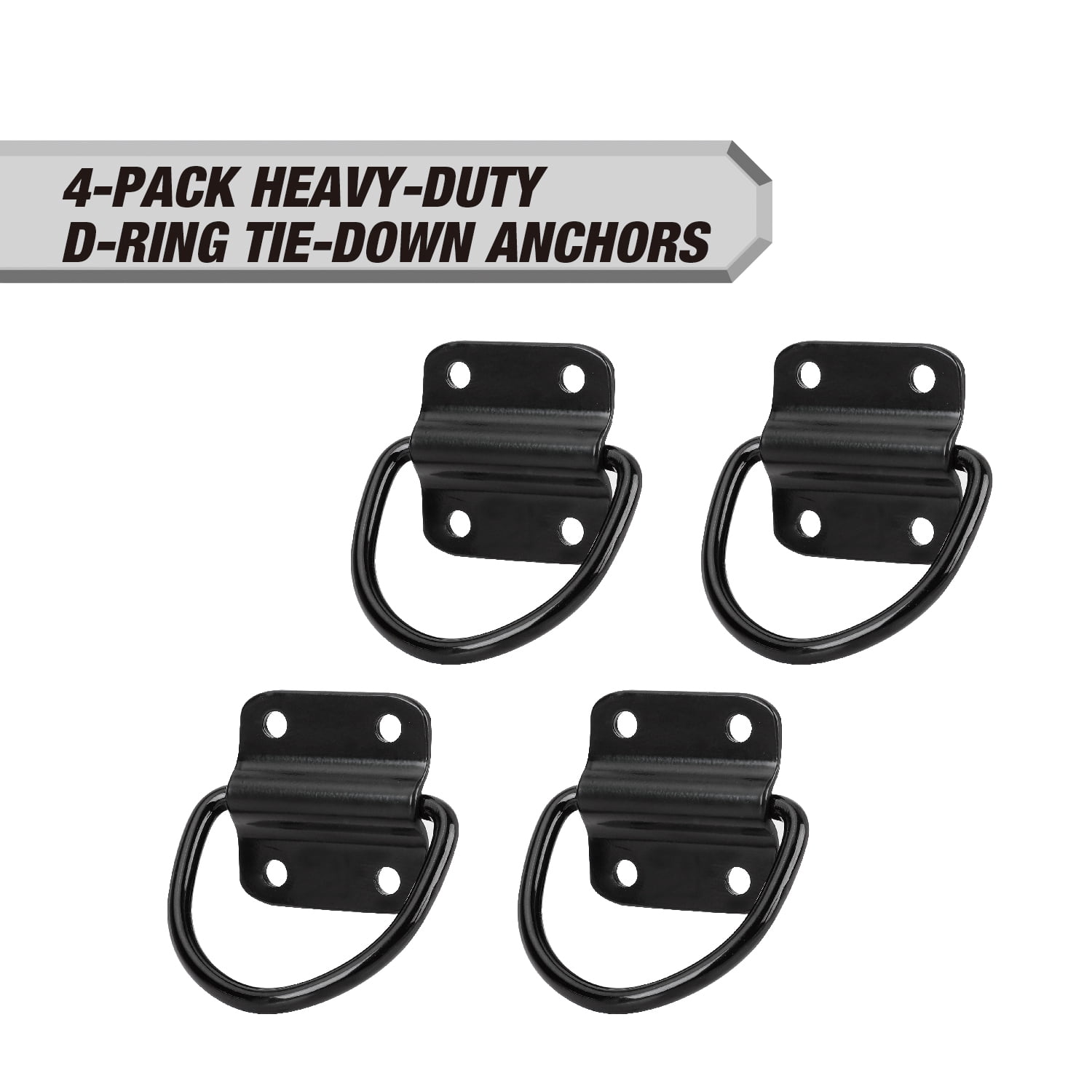 Hyper Tough Steel D-Rings Tie-Down Anchor with Screws and Bolts, 3,000 lb Working Load Limit, 4-Pack