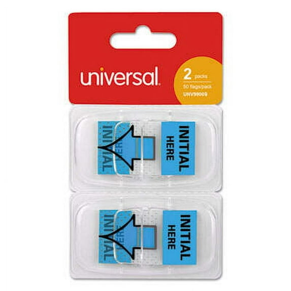 4PK Universal Deluxe Message Arrow Flags, "Initial Here", Blue, 100/Pack (99009)