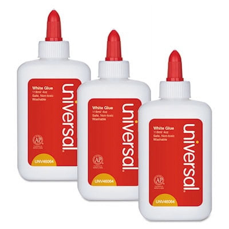 4PK Universal UNV46064 Washable White Glue, 4 oz, Dries Clear