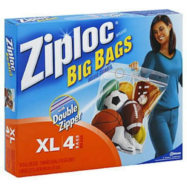 Ziploc Jumbo Storage Bags, XL Plastic, 4Pack Extra Heavy Duty Big Bags