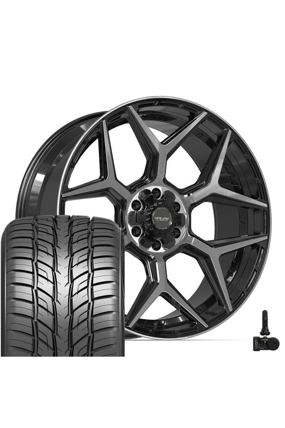 4P06 24 Inch Rims and Tires Fit 6x135 & 6x139.7 24x10 Gloss Black Brushed with Tinted Clear - Atrezzo SVR LX+ 295/35r24 (Set of 4)