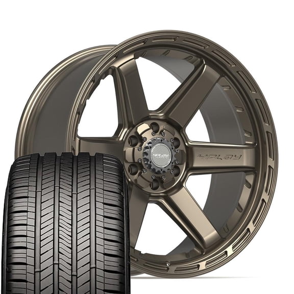 4PLAY Wheels 4P63 22 Inch Rims and Tires Fit 6x135 & 6x139.7 22x10 Satin Bronze - Eagle Touring 285/45r22 (Set of 4)