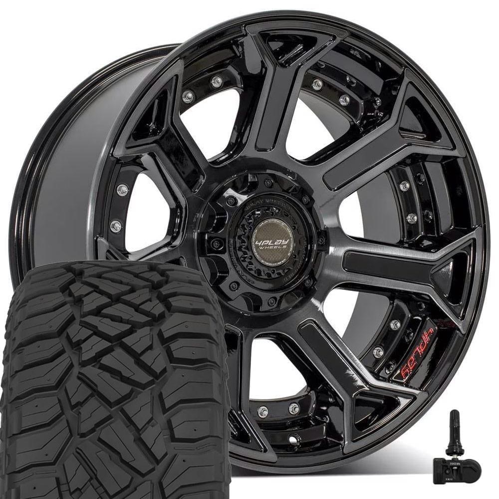 22 Inch Sticks Rim 4PLAY Wheels 4P70F 22 Inch Rims and Tires Fit 5x127 & 5x139.7 22x10 ...