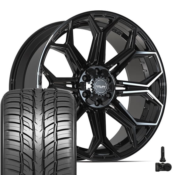 4PLAY Wheels 4P83 24 Inch Rims, Tires & TPMS Fit 6x135 & 6x139.7 24x10 Gloss Black - Sailun Atrezzo SVR LX+ 295/35R24 (Set of 4)