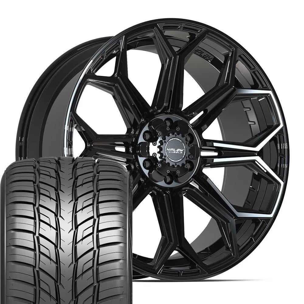 4PLAY Wheels 4P83 24 Inch Rims & Tires Fit 6x135 & 6x139.7 24x10 Gloss ...