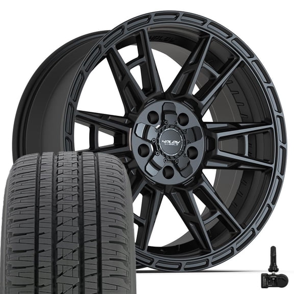 4PLAY Wheels 4PS20 20 Inch Rims, Tires & TPMS Fit 5x127 & 5x139.7 20x9 Satin Black - Bridgestone Dueler Alenza HL Plus 275/55r20 (Set of 5)