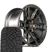 4PLAY 4PS20 20x9 Black Rims & 275/55R20 R/T Tires Set 5X127 & 5X139.7 18ET