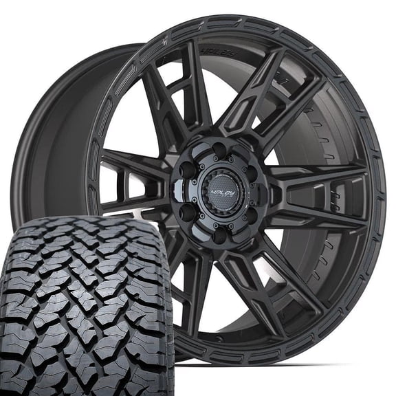 4PLAY Wheels 4PS20 20 Inch Rims and Tires Fit 6x135 & 6x139.7 20x9 Satin Black - TS-37 AT 275/55-20 (Set of 4)