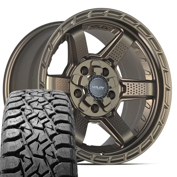 4PLAY Wheels 4PS63 17 Inch Rims and Tires Fit 5x127 & 5x139.7 17x9 Satin Bronze - TS-57 RT 33x12.50/17 (Set of 4)