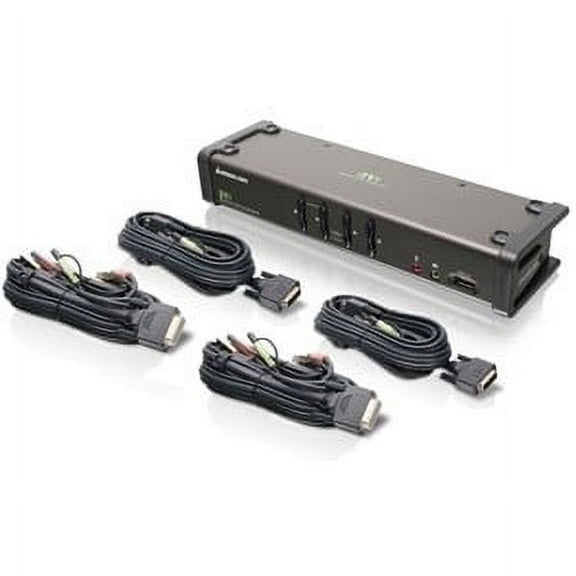 4PORT DVI KVMP SWITCH W/AUDIO CABL/MIC USB 2.0 TAA COMPLIANT