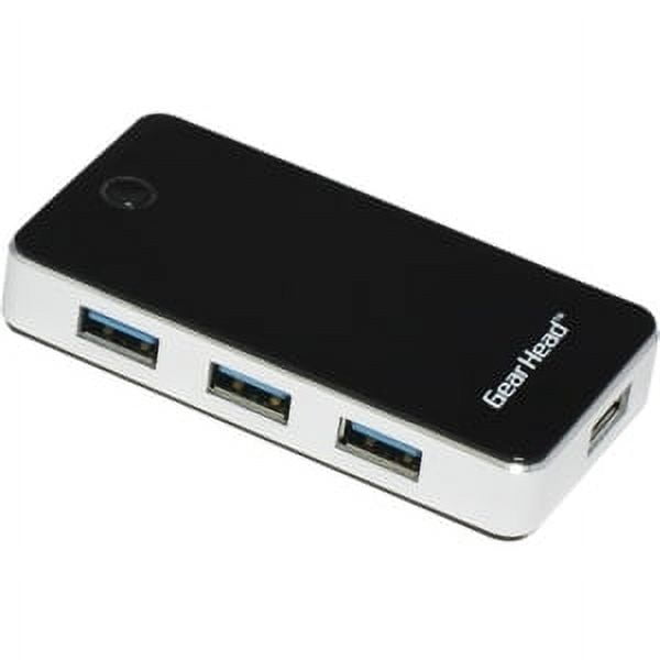 4PORT USB 3.0 ALUMINUM HUB AC POWERED BLACK W/ SILVER ACCENTS