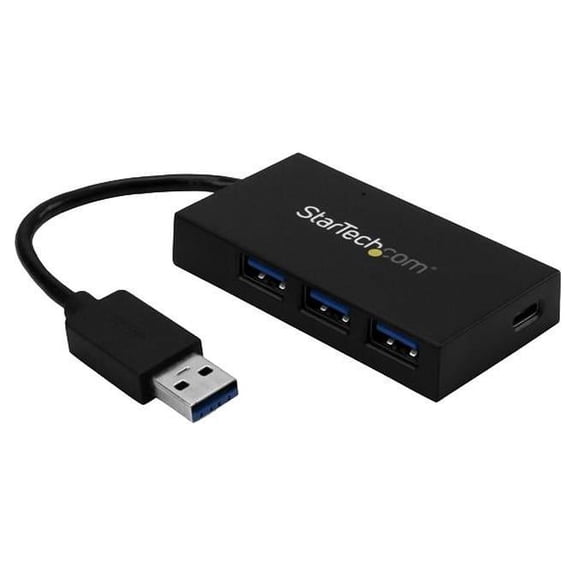StarTech HB30A3A1CSFS 4 Port USB Hub - USB 3.0 - USB A to 3 x USB A and 1 x USB C - Includes Power Adapter - USB Port Expander - USB Port Hub
