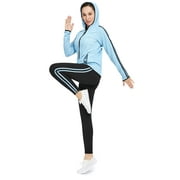 4POSE Women 2PC Sweatsuit Set Long Sleeve Zip Hooded Jacket Leggings Outfit  Workout Tracksuit Sport Suit,Pink,M