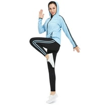 4POSE Women 2PC Sweatsuit Set Long Sleeve Zip Hooded Jacket Leggings Outfit Workout Tracksuit Jogging Sport Suit,Blue