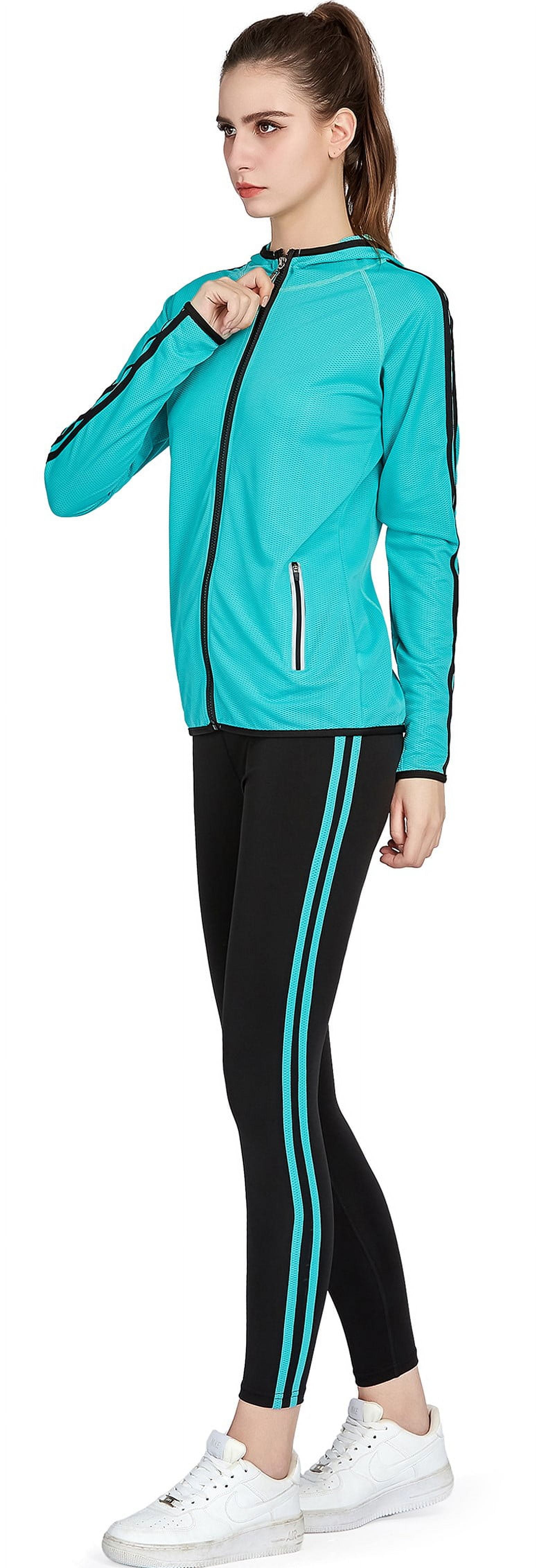 4POSE Women 2PC Sweatsuit Set Long Sleeve Zip Hooded Jacket Leggings Outfit Workout Tracksuit Jogging Sport Suit Green Walmart
