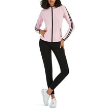 4POSE Women 2PC Sweatsuit Set Long Sleeve Zip Hooded Jacket Leggings Outfit Workout Tracksuit Jogging Sport Suit,Pink