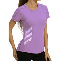4POSE Womens Short Sleeve Active T-Shirt Quick Dry Athletic Yoga Tops,Purple,S
