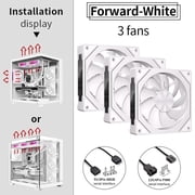 Prism 4PRO White ARGB PC Fans 3-Pack, 120mm PWM Quiet Case Cooling Fans for Gaming Computers