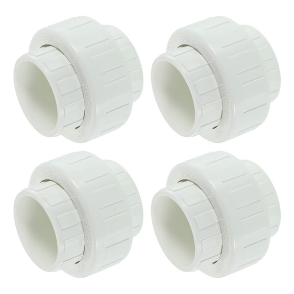 4Pack 1-1/4" Union Coupling Pipe Fitting (Socket x Socket), Union Coupling Adapter, Schedule 40 EPDM O-Ring for Irrigation, Pool System, Indoor Plumbing Project (White)