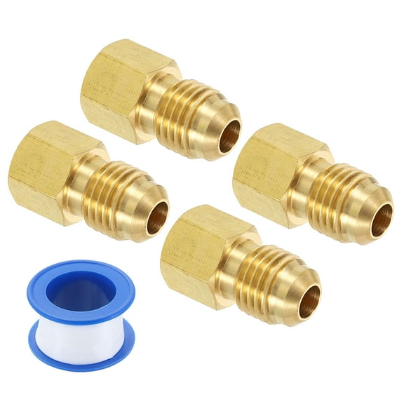 4Pack 1/4" Tube OD Brass Flare Plugs, 7/16"-20 UNF Male Thread SAE Pipe Fitting