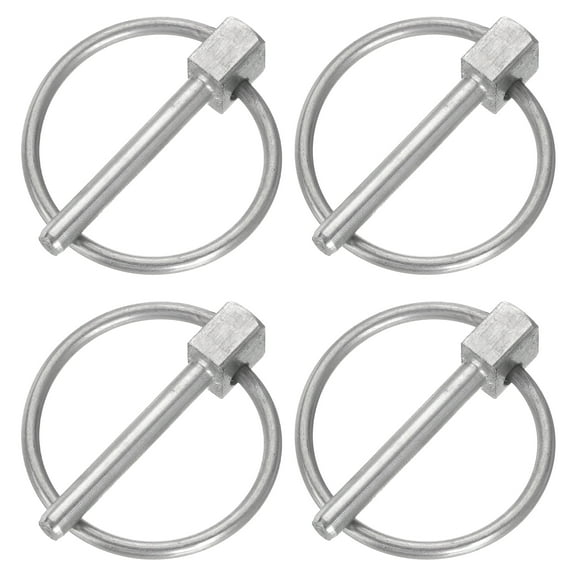 4Pack 1/8" x 1-3/16" Linch Pin with Ring, Stainless Steel Round Linch, Silver