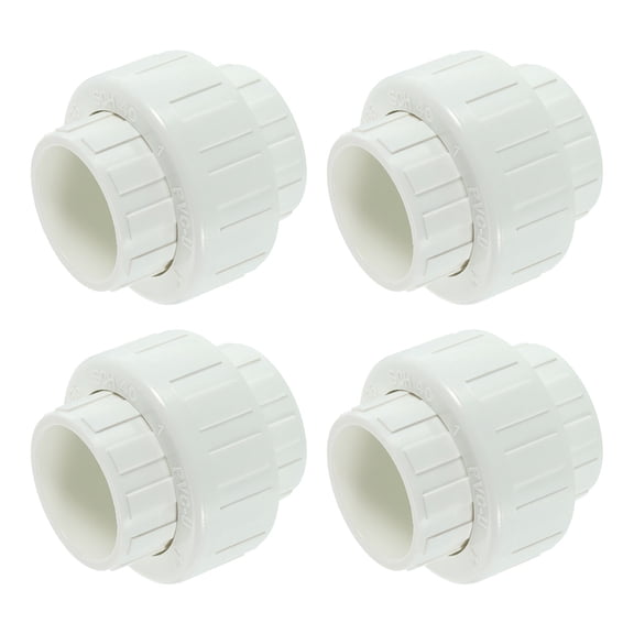 4Pack 1" Union Coupling Pipe Fitting (Socket x Socket), Union Coupling Adapter, Schedule 40 EPDM O-Ring for Irrigation, Pool System, Indoor Plumbing Project (White)