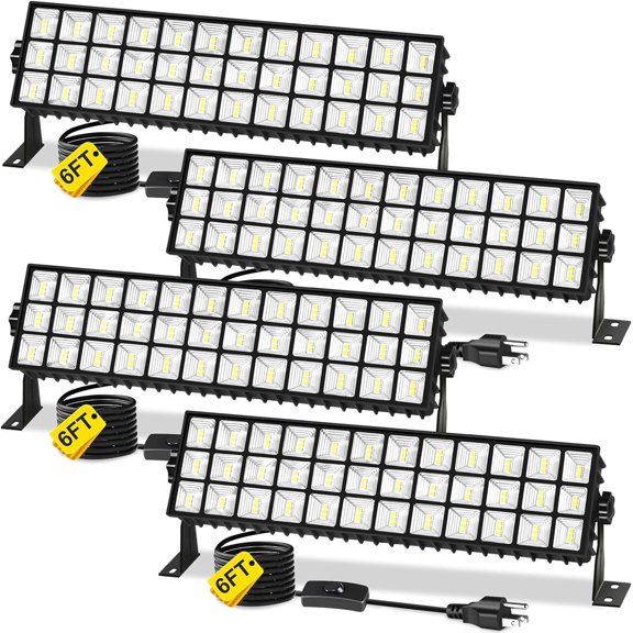 4Pack 100W Shop Lights, 14000LM 6000K Daylight White Super Brighter LED, IP66 Waterproof Garage Light with 1.8M/6FT Cord for Workshop Workbench Garage Yard Warehouse