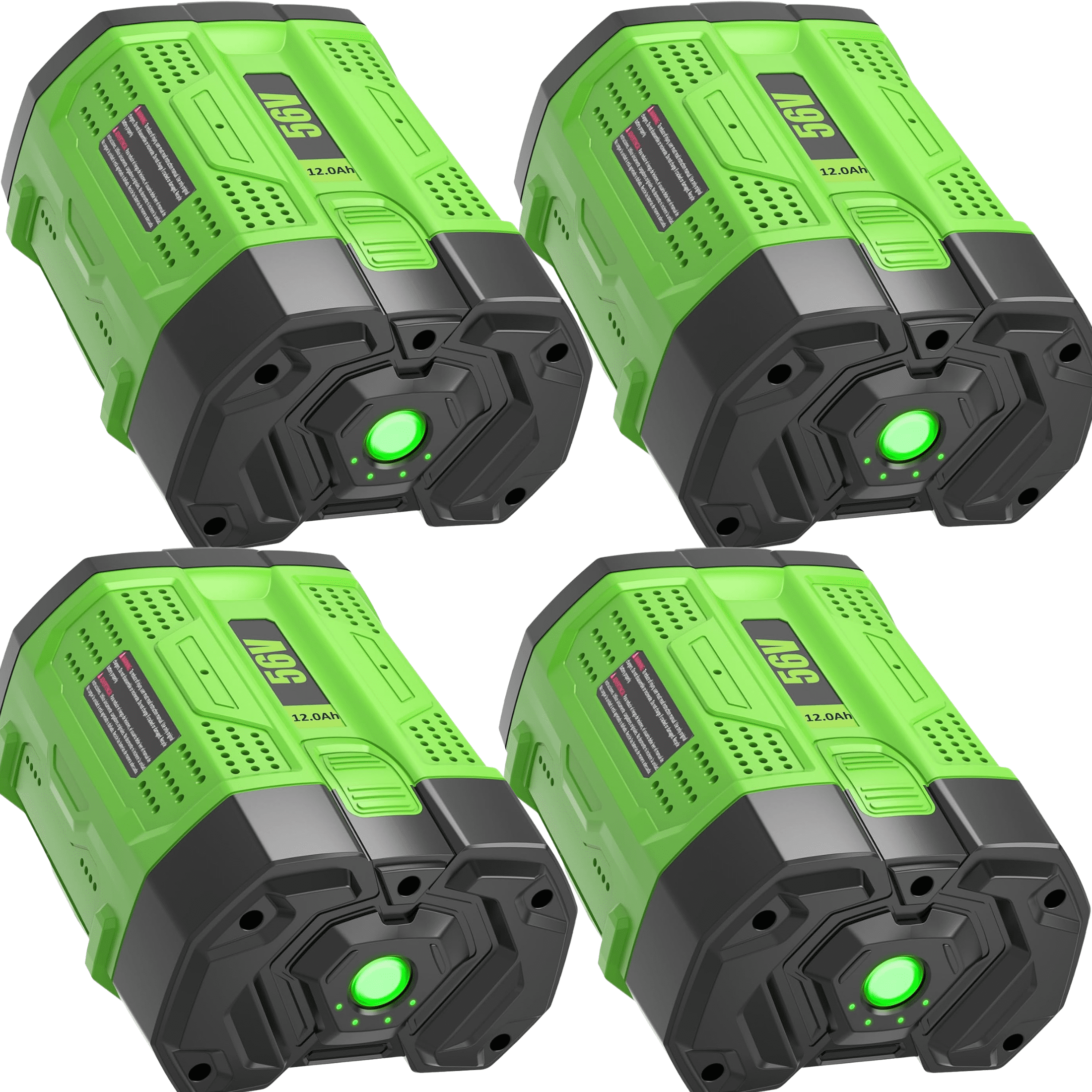4Pack 12.0Ah Replacement for EGO Battery BA2800 BA2800T BA4200T BA4200 BA1400T BA1400 Compatible with EGO 56V Battery(Green-12.0Amps-4PC)