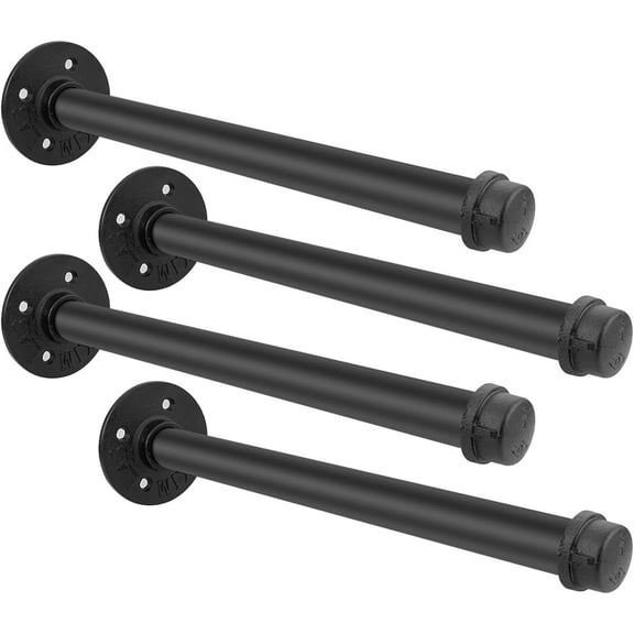 4Pack 12 Inch Wall Mount Clothing Rack Industrial Pipe Clothes Bar, Face Out Clothing Rod, DIY Shelving Brackets Hanging Custom Pipe Brackets for Retail Display