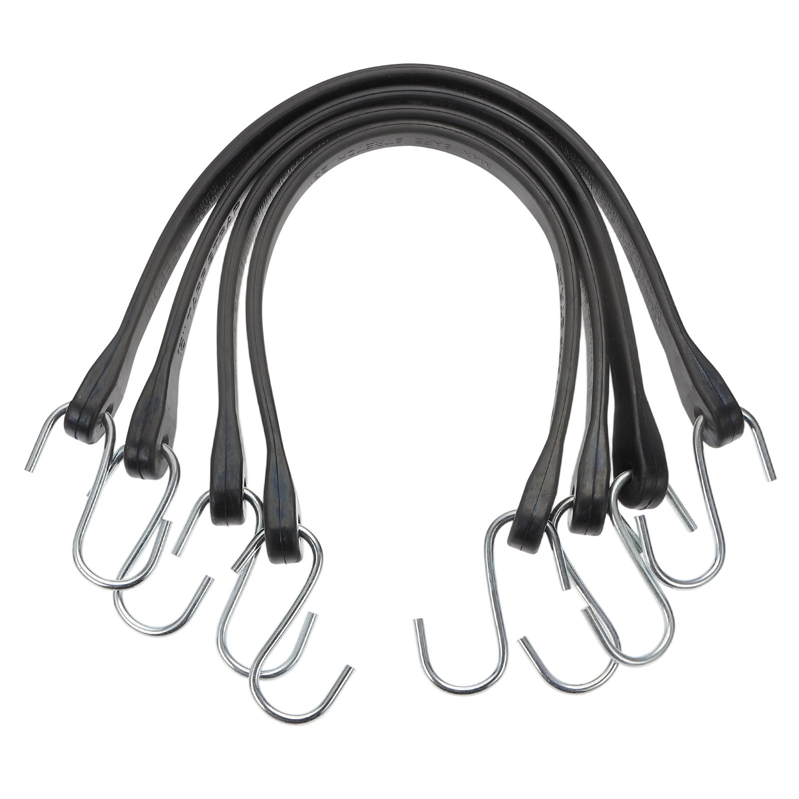 4Pack 15" Bungee Cords with Hooks for Securing Tarps Cargo Trucks Canvases, Black