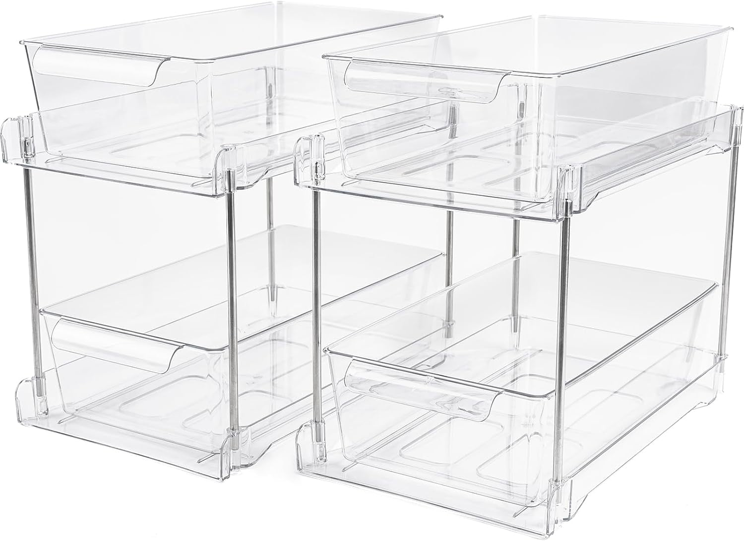 4Pack 2-Tier Bathroom Storage Organizer, Clear Under Sink Organizers ...