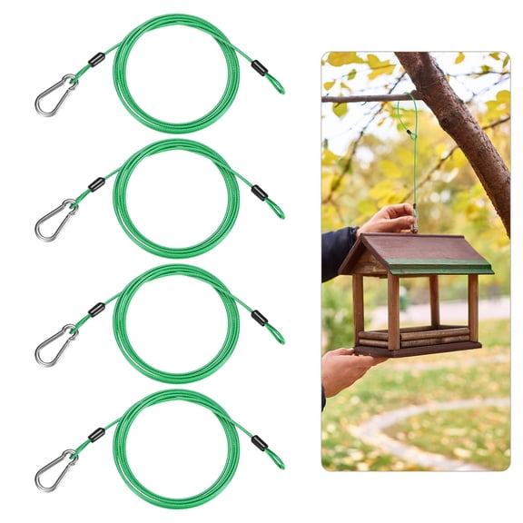 4Pack 200cm Stainless Steel Cable Chain Wire Bird Feeder Hanger with Clip Green