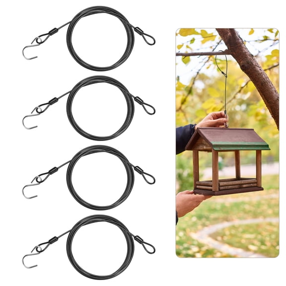 4Pack 200cm Stainless Steel Cable Chain Wire Bird Feeder Hanger with Hook Black