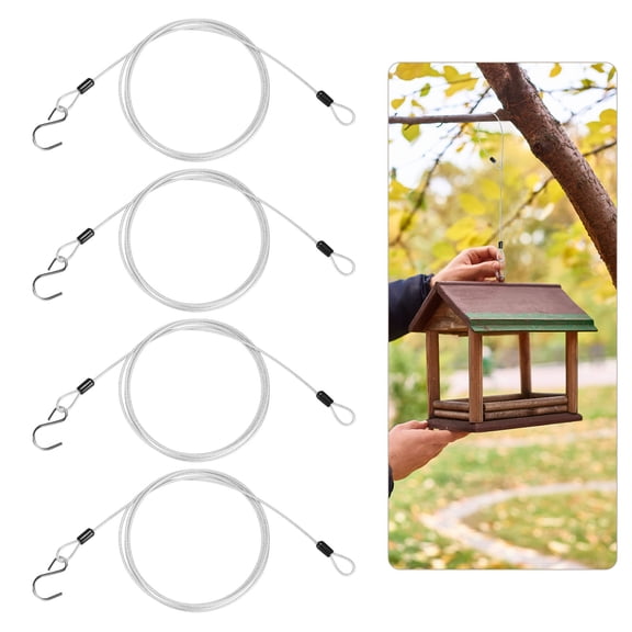 4Pack 200cm Stainless Steel Cable Chain Wire Bird Feeder Hanger with Hook Clear