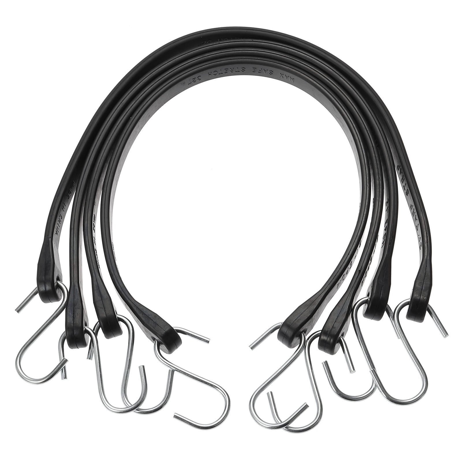 4Pack 21" Bungee Cords with Hooks for Securing Tarps Cargo Trucks Canvases, Black