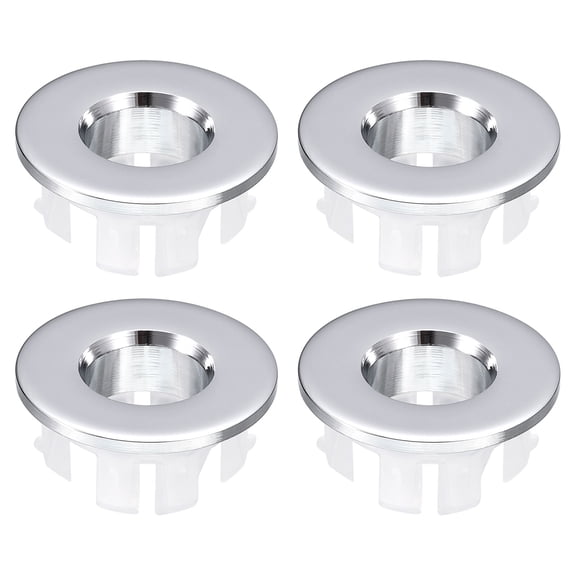 4Pack 23.9mm Sink Trim Overflow Cover Ring Hole Insert in Round Caps Silver