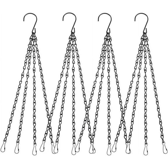 4Pack - 24 Inch 4 Leads Hanging Chain with Hooks Flower Pot Chain Replacement Plant Hangers for Bird Feeders, Planters and Lanterns