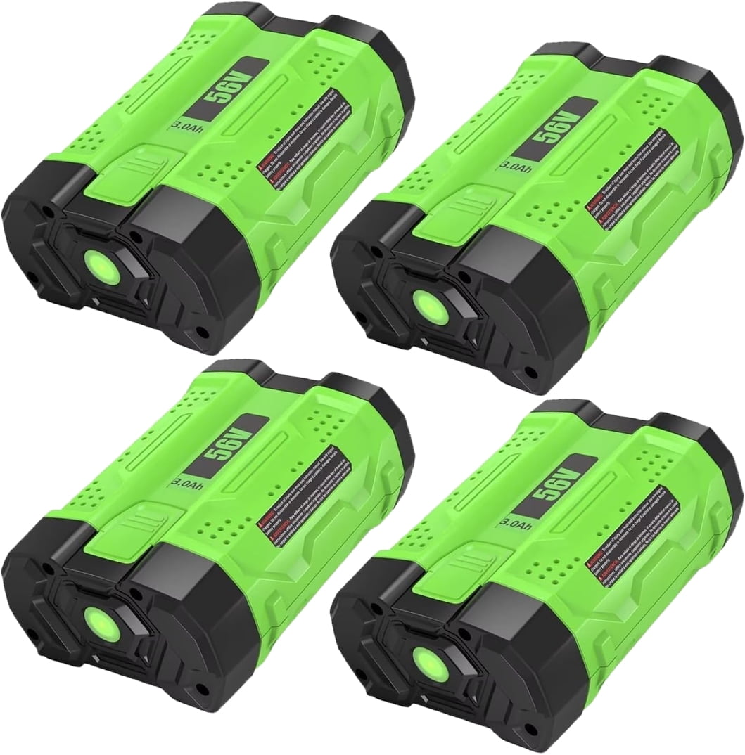 4Pack 3.0Ah Replacement Battery for EGO 56V Battery BA2800T BA4200 BA1400 56-Volt Compatible with EGO 56 Volt CS1604 CS1804 CS1403 HT2400 LB6504 LB5804 LB6500 LB4800 PH1400 Power Tools (Green)