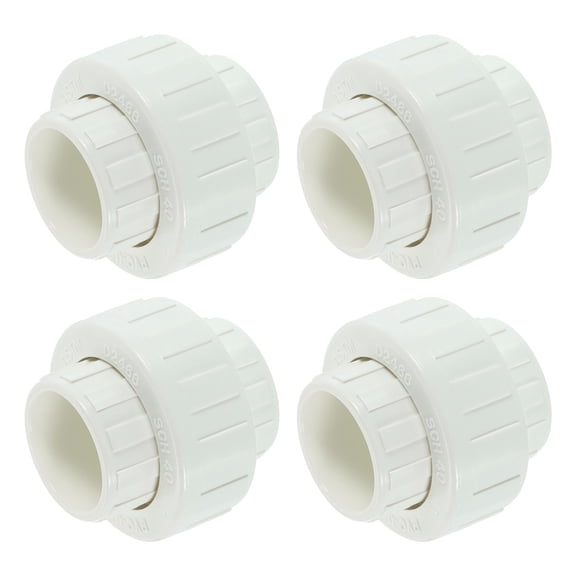 4Pack 3/4" Union Coupling Pipe Fitting (Socket x Socket), Union Coupling Adapter, Schedule 40 EPDM O-Ring for Irrigation, Pool System, Indoor Plumbing Project (White)