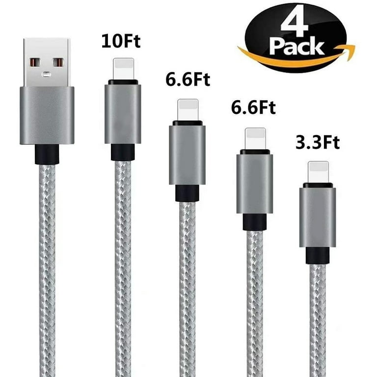 Braided Long Black 10ft Fast iPhone 6 7 8 XR X Lightning Charger Cord USB Cable Braided Long Black 10ft Fast iPhone 6 7 8 XR X Lightning Charger Cord USB Cable