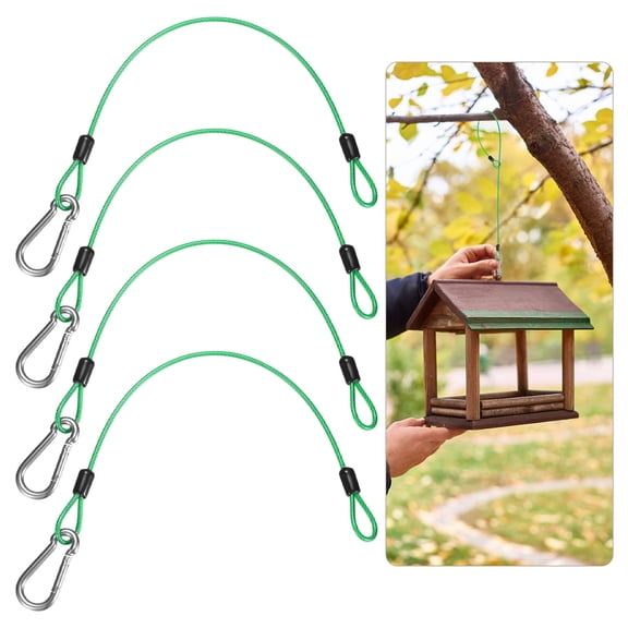 4Pack 30cm Stainless Steel Cable Chain Wire Bird Feeder Hanger with Clip Green