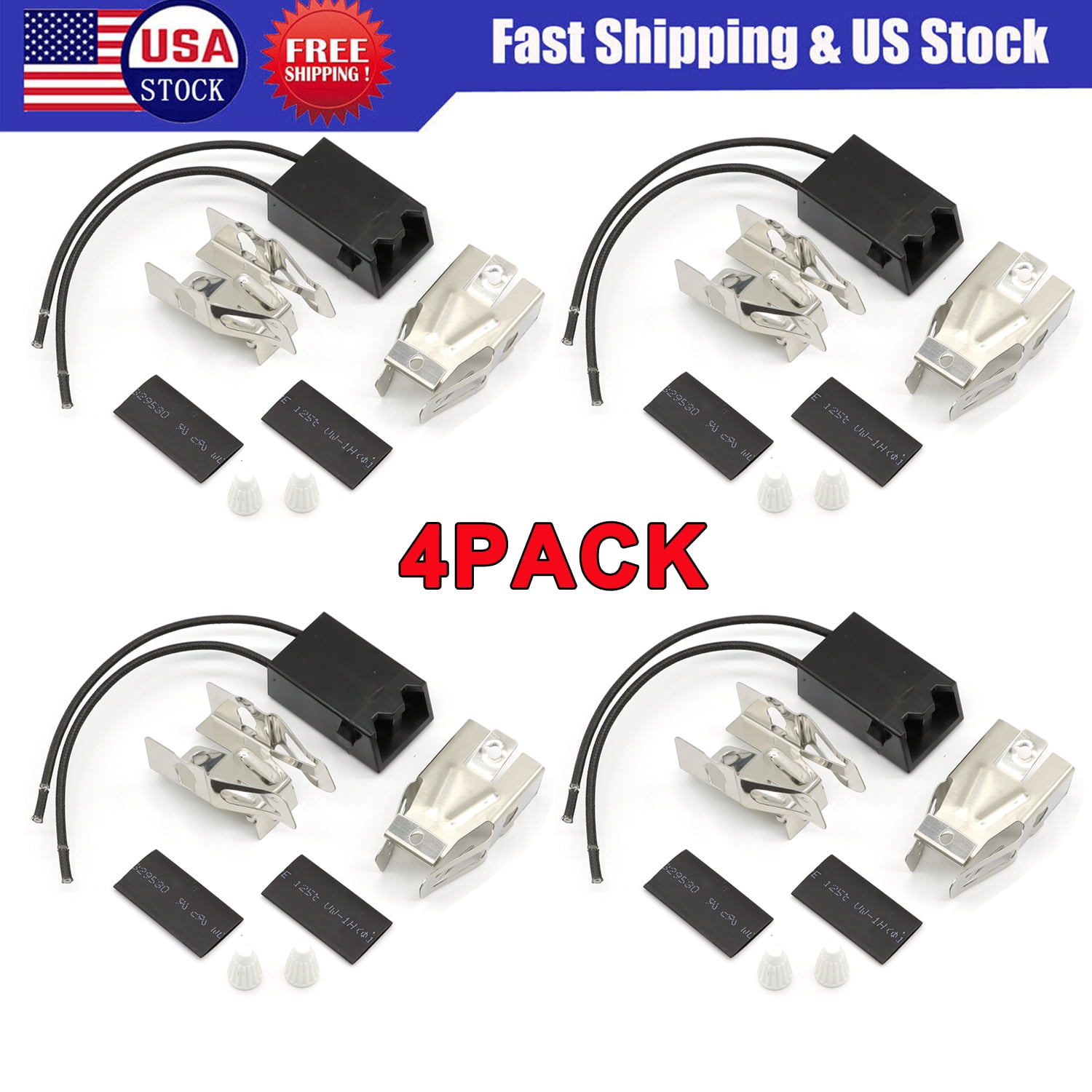 4Pack 330031 Range Burner Receptacle Block Kit Stove for 5303935058