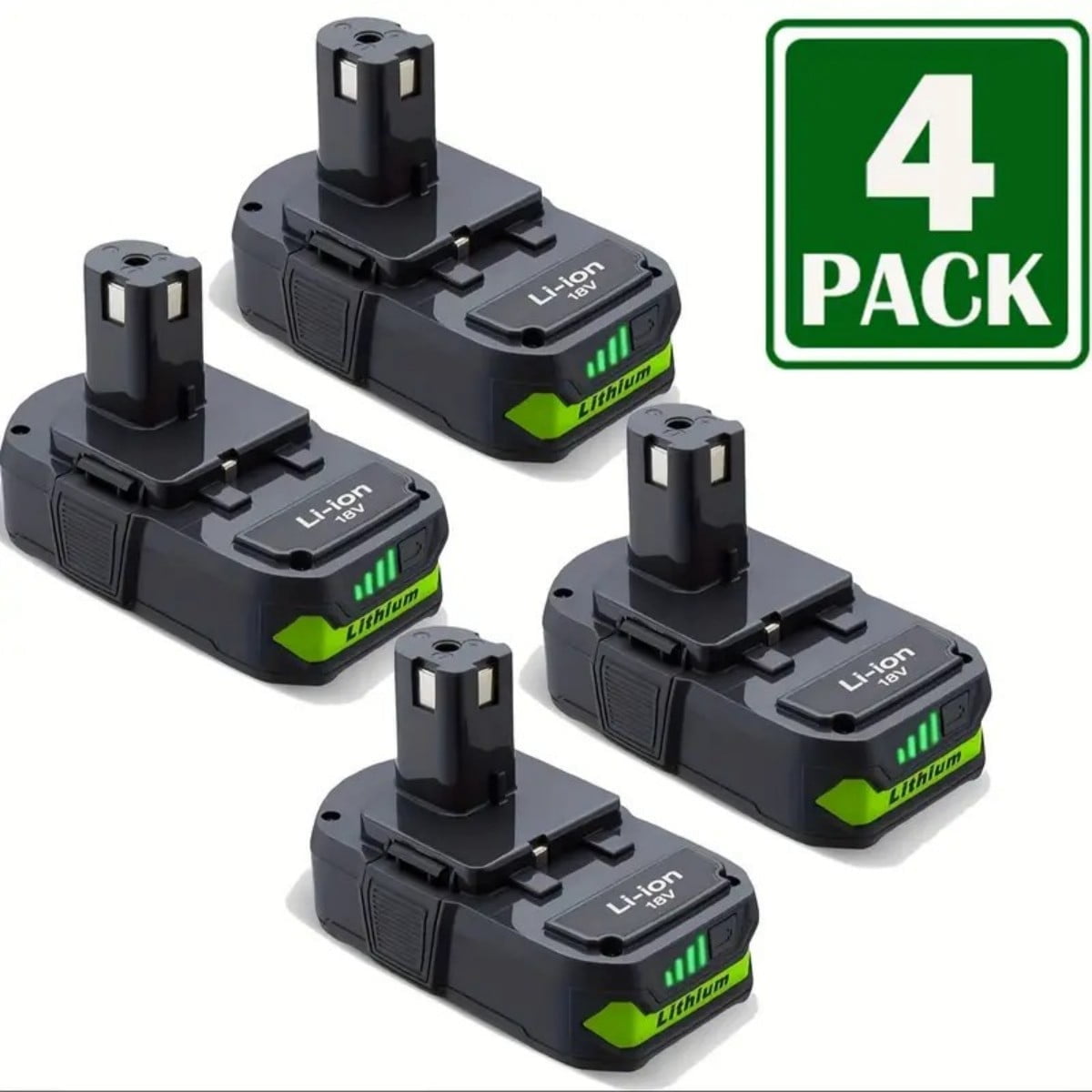 4Pack 3600mAh P108 Battery Compatible with Ryobi 18V Lithium Battery ONE+ P102 P103 P104 P105 P107 P108 P109 P190 P191 P122 Cordless Tool Battery