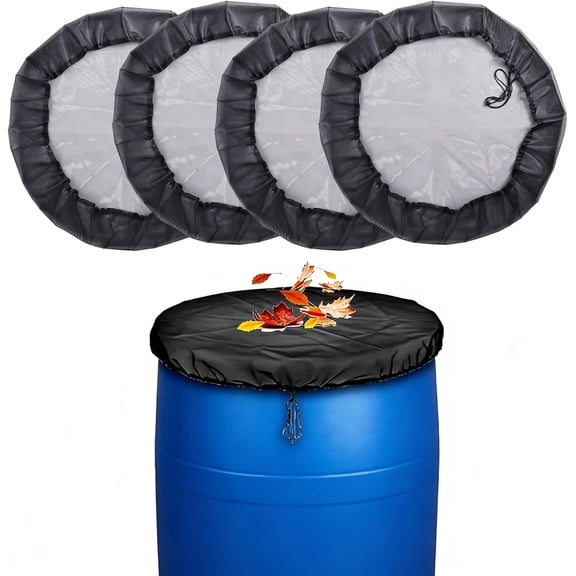4Pack 39 Mesh Cover for Rain Barrel with Drawstring Water Collection Buckets Cover Rain Collection Barrels Netting Screen to Keep Leaves and Debris Out