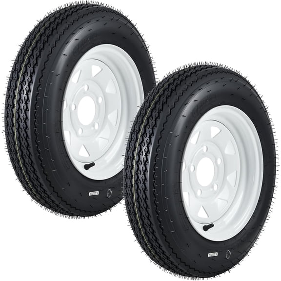 4Pack 4.80-12 Trailer Tire and Wheel Assembly 5 Lug 4.5In PCD 6PR Load Range C 12 In White Spoke Rim for Utility Boat Camper Trailer