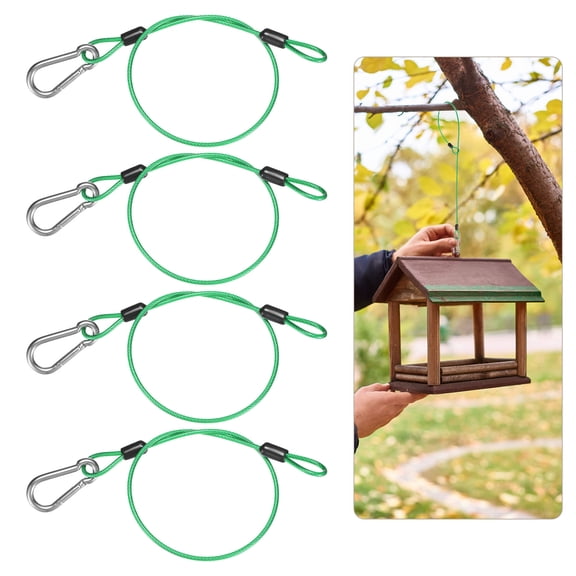 4Pack 45cm Stainless Steel Cable Chain Wire Bird Feeder Hanger with Clip Green